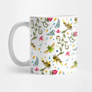 Sugarbird and Green Beetle Pattern Mug